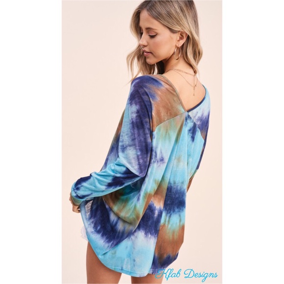 ❤️LAST 2! Wide V Neck Soft Pullover Tie Dye Top! - Picture 5 of 7